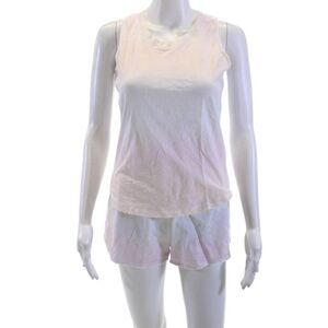 Leallo Womens Tie Dye Cotton Crew Neck Sleeveless Set Pink Size XS